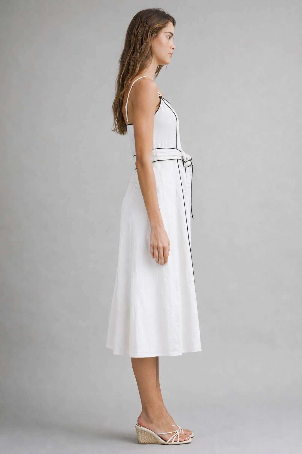 The Margot Contrast Piping Midi Dress