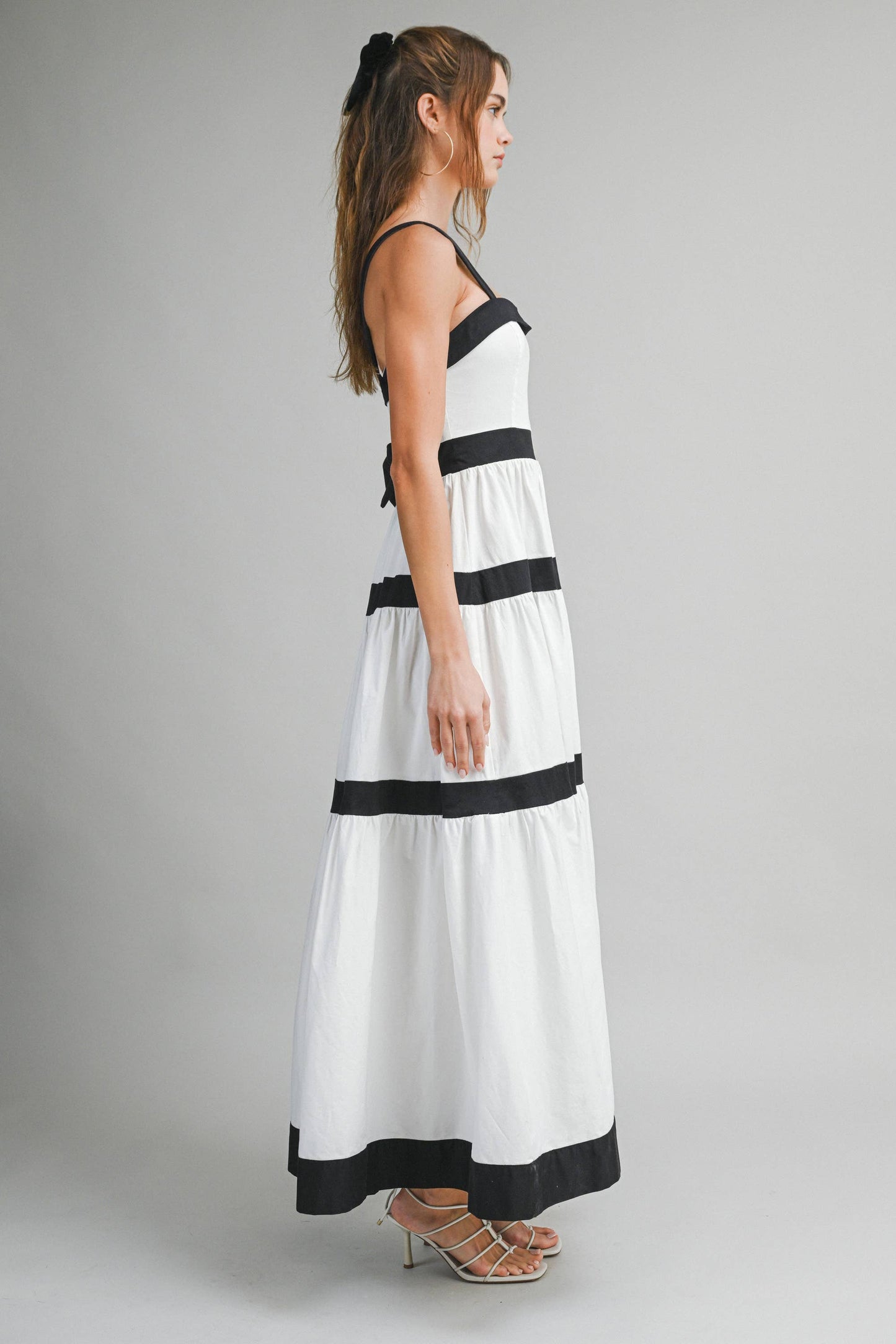 Eloise Black & White Tiered Maxi Dress