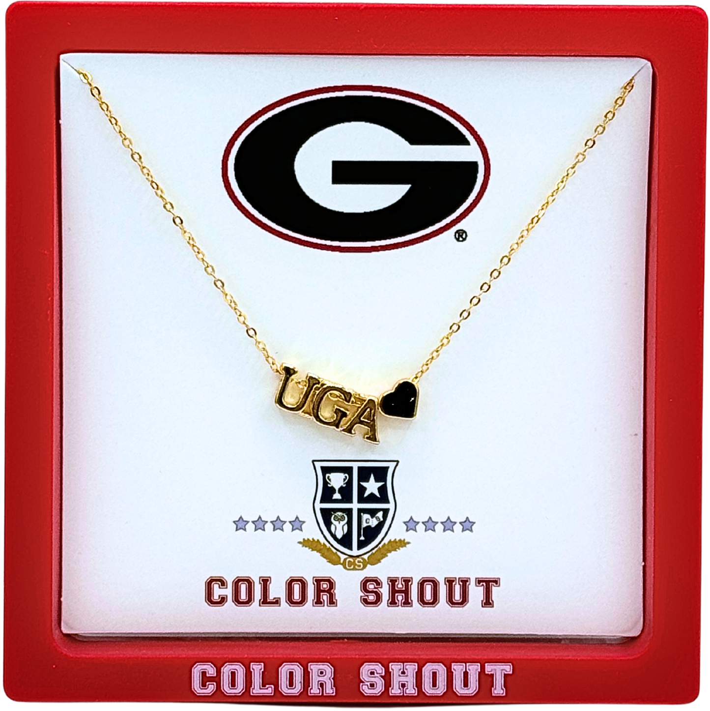 UGA Heart Necklace – 18K Gold-Plated Georgia Jewelry