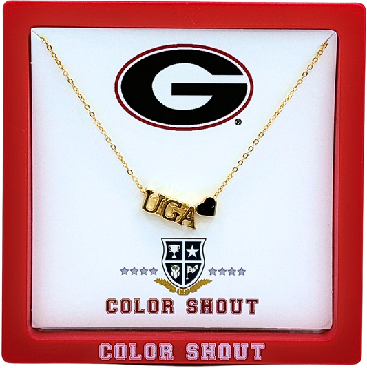 UGA Heart Necklace – 18K Gold-Plated Georgia Jewelry