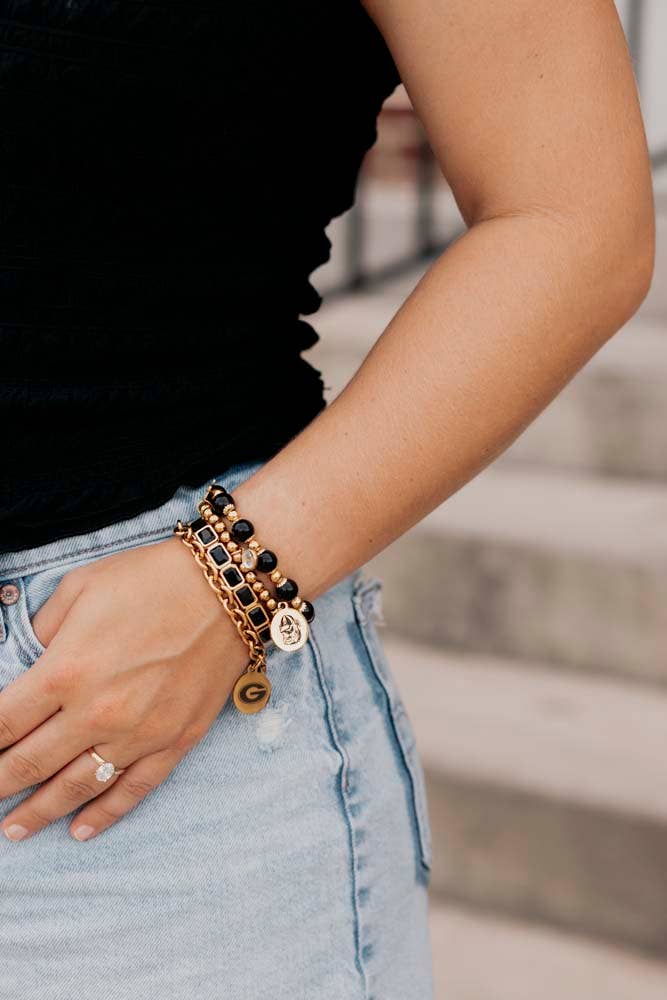 Gold Game Day Charm Bracelet by Betsy Pittard Design