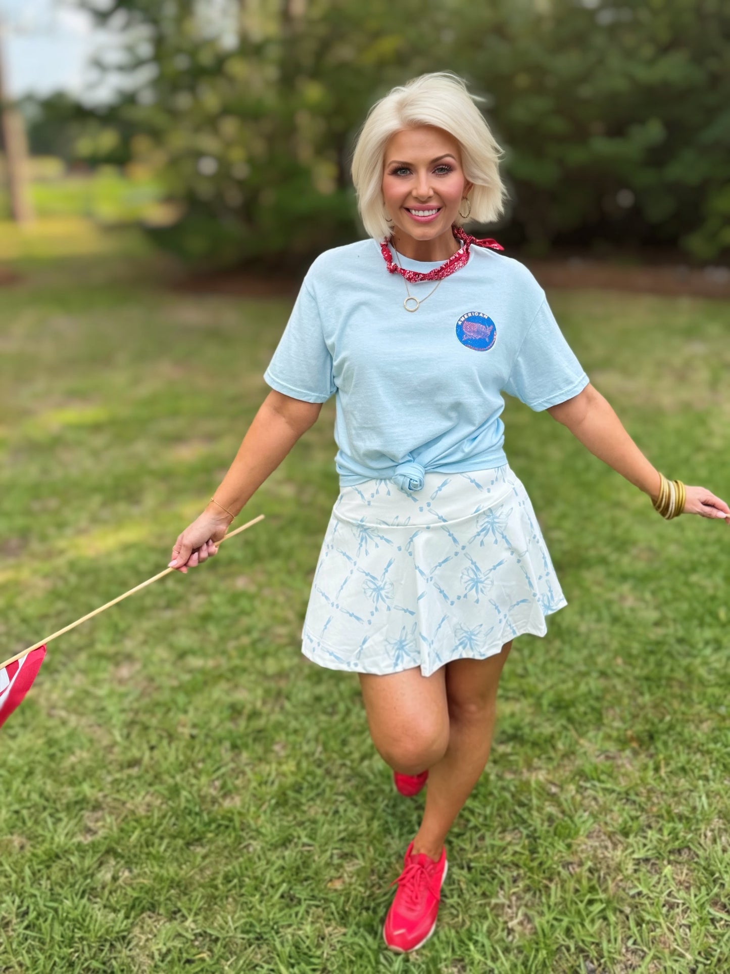 Land of the Free Dog Patriotic Graphic T-Shirt | American Graham Apparel | USA Flag Dog Tee