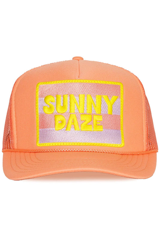 Sunny Daze Coral Retro Trucker Hat