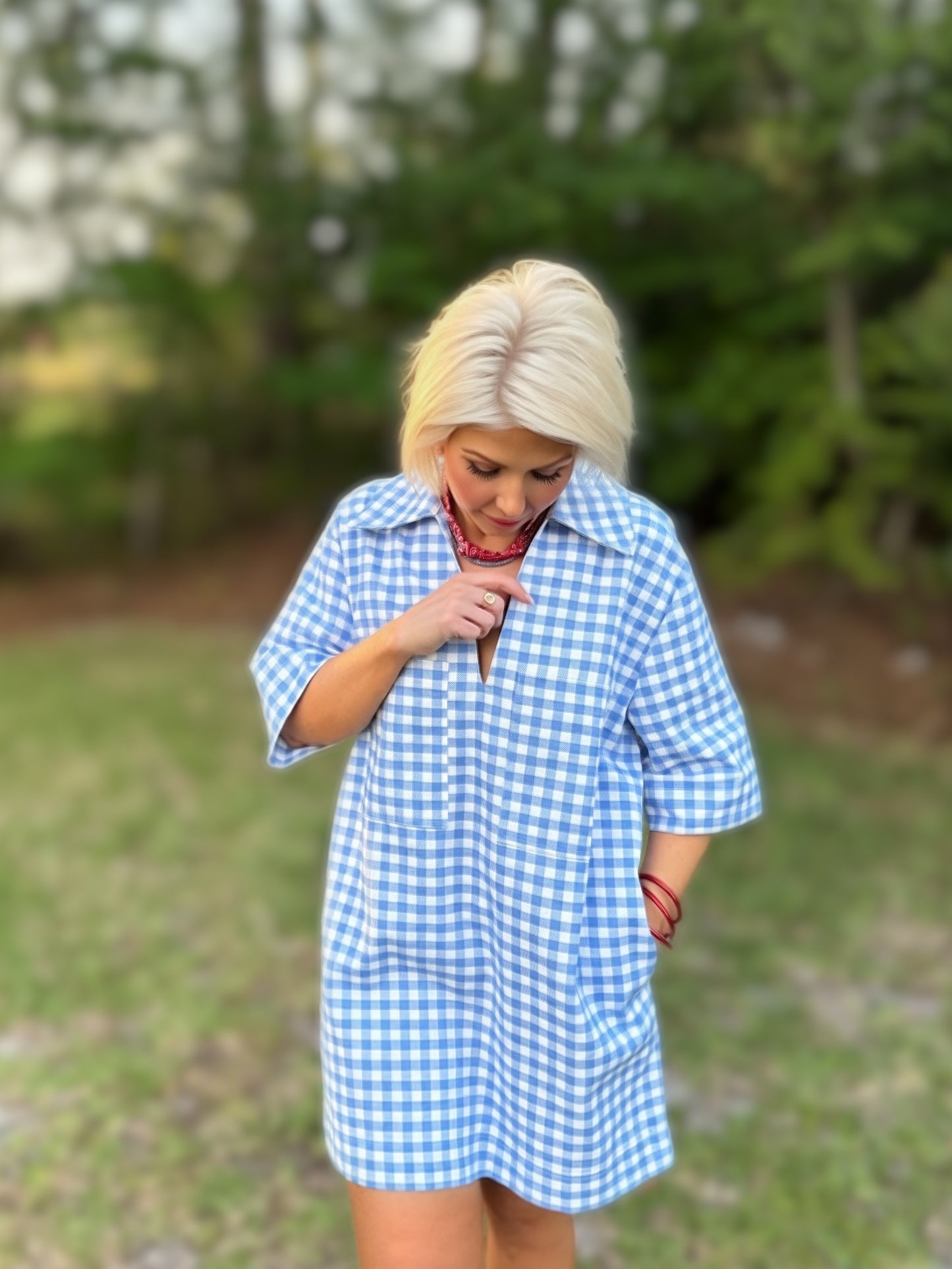Liberty Blue Gingham Oversized Shirt Dress