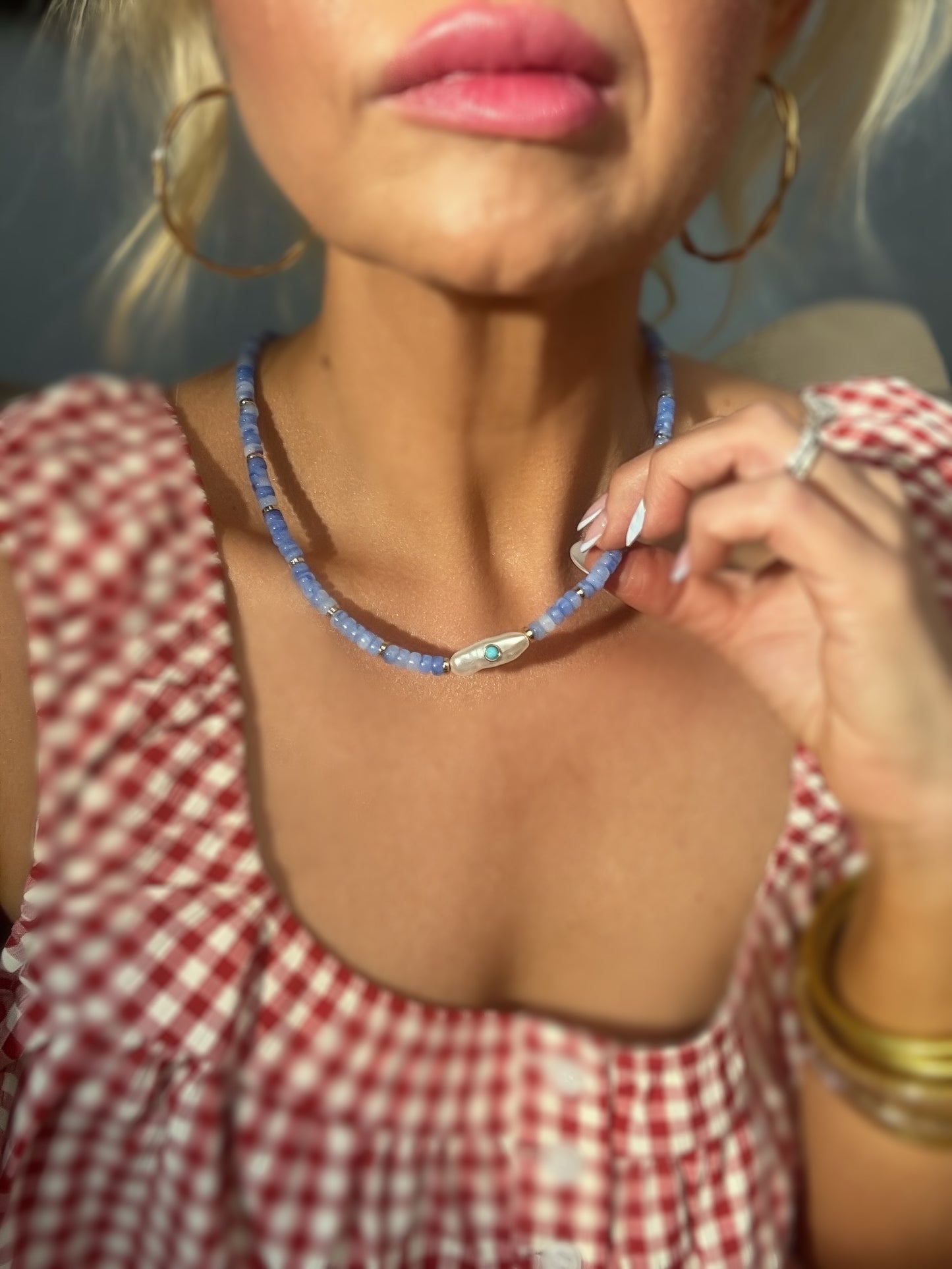 Blue Tide Pearl Gemstone Necklace