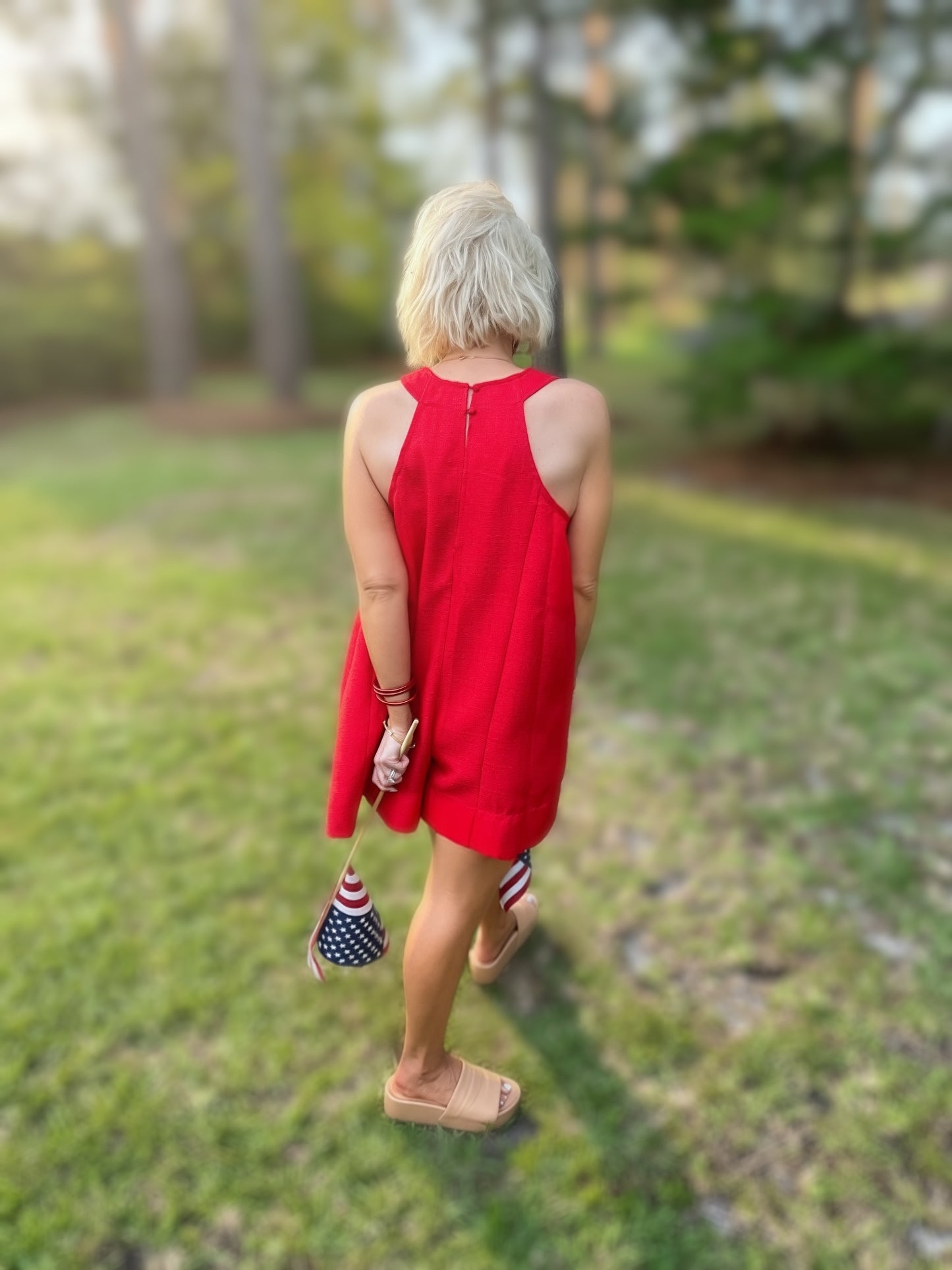 Front Porch Freedom Red Flare Romper