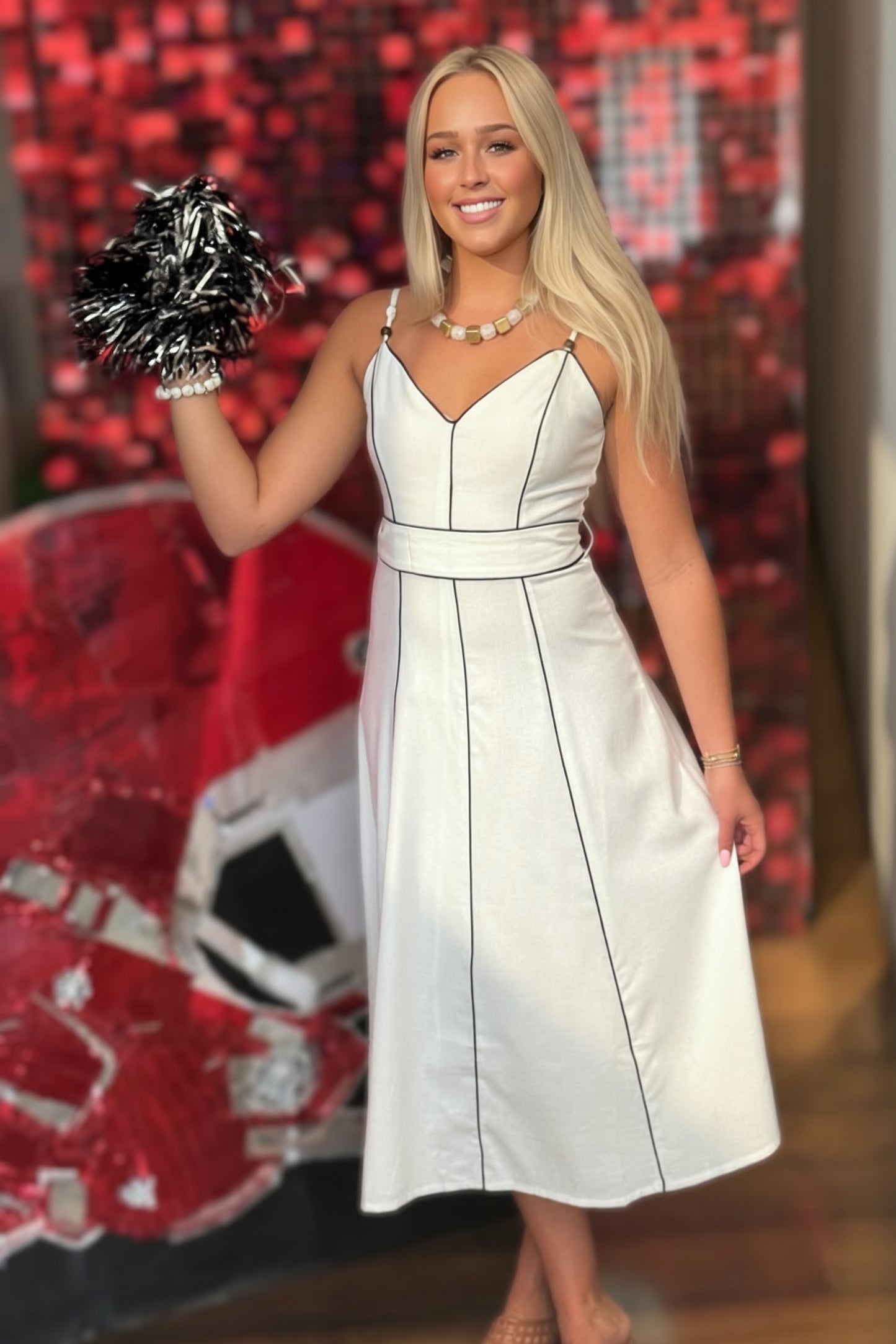 The Margot Contrast Piping Midi Dress