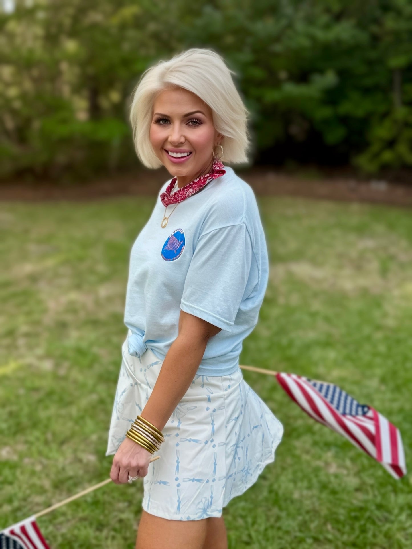 Land of the Free Dog Patriotic Graphic T-Shirt | American Graham Apparel | USA Flag Dog Tee
