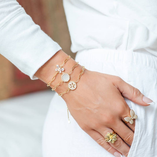 Bracelet Dollar de sable doré | Bracelet de cheville ajustable | Bijoux côtiers pavés de ZC | Cadeau bracelet coulissant plaqué or 18 carats pour femme