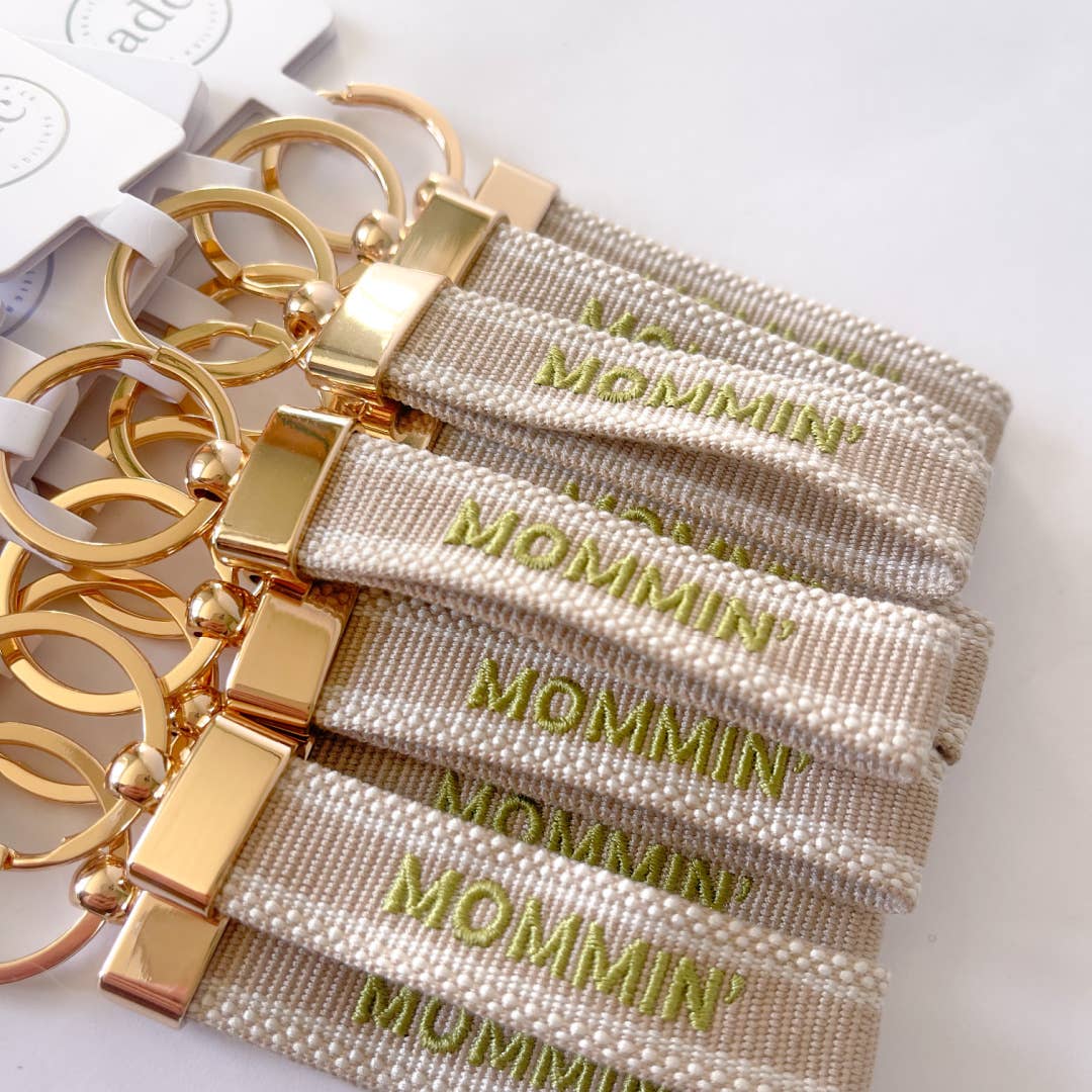 MOMMIN' Woven Canvas Keychain