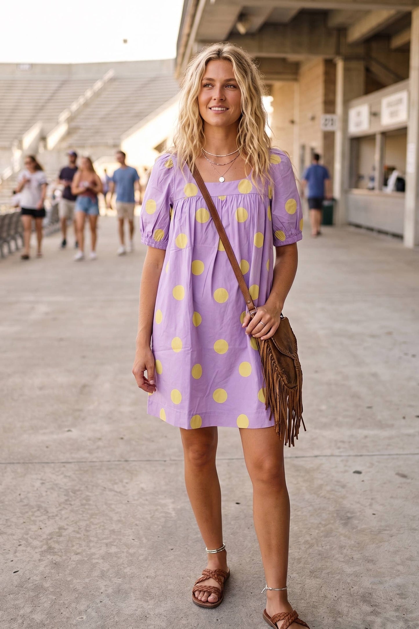 Gameday Polka Dot Puff Sleeve Dress: RED/BLACK / L