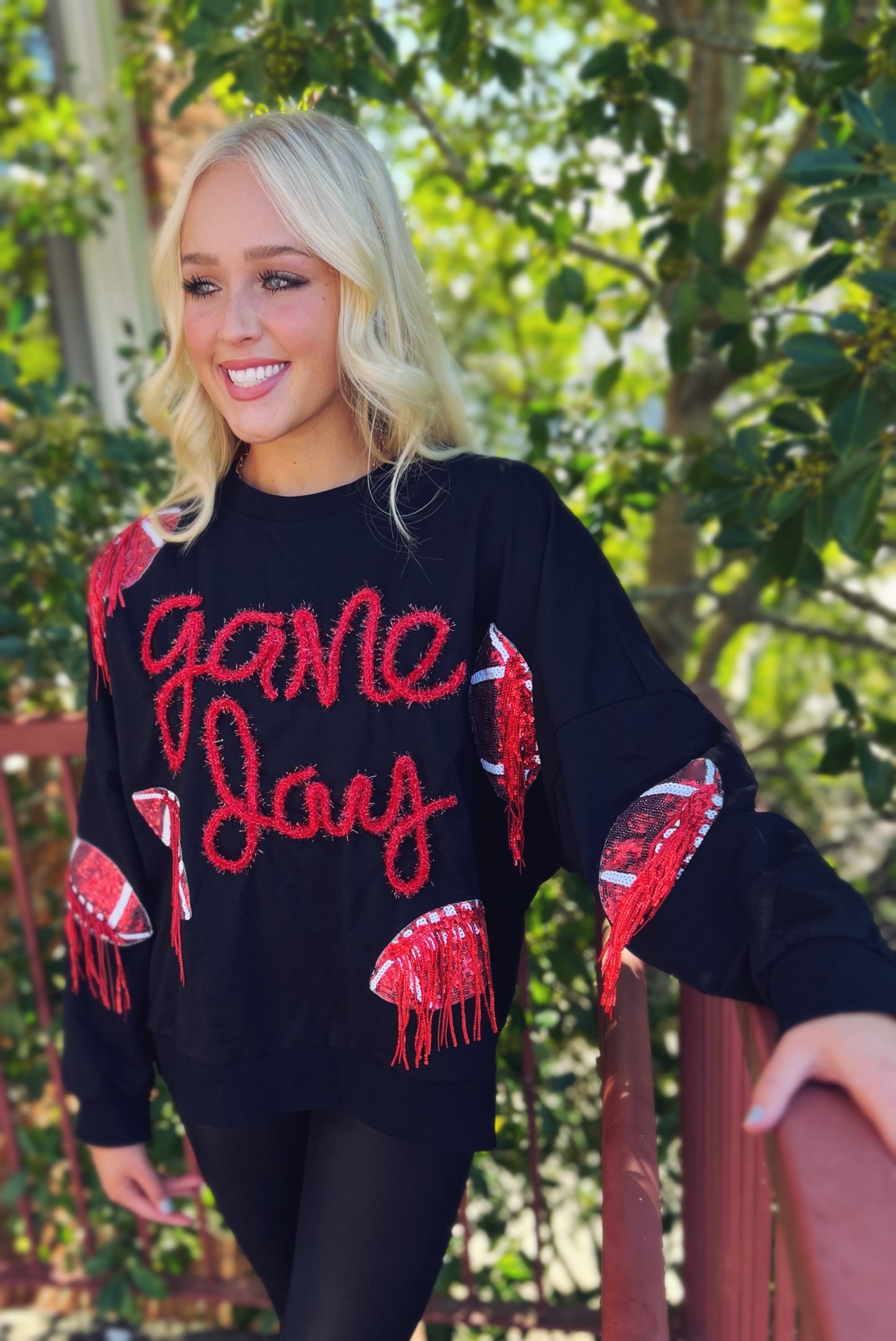 Sequin Fringe Game Day Sweater