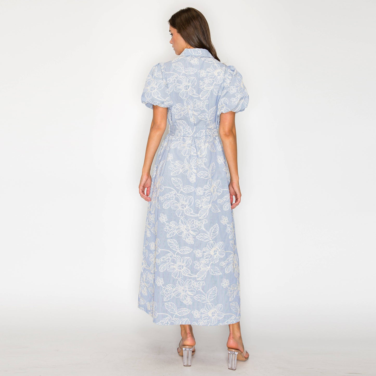 Bluebell Garden Stripe Floral Midi Dress