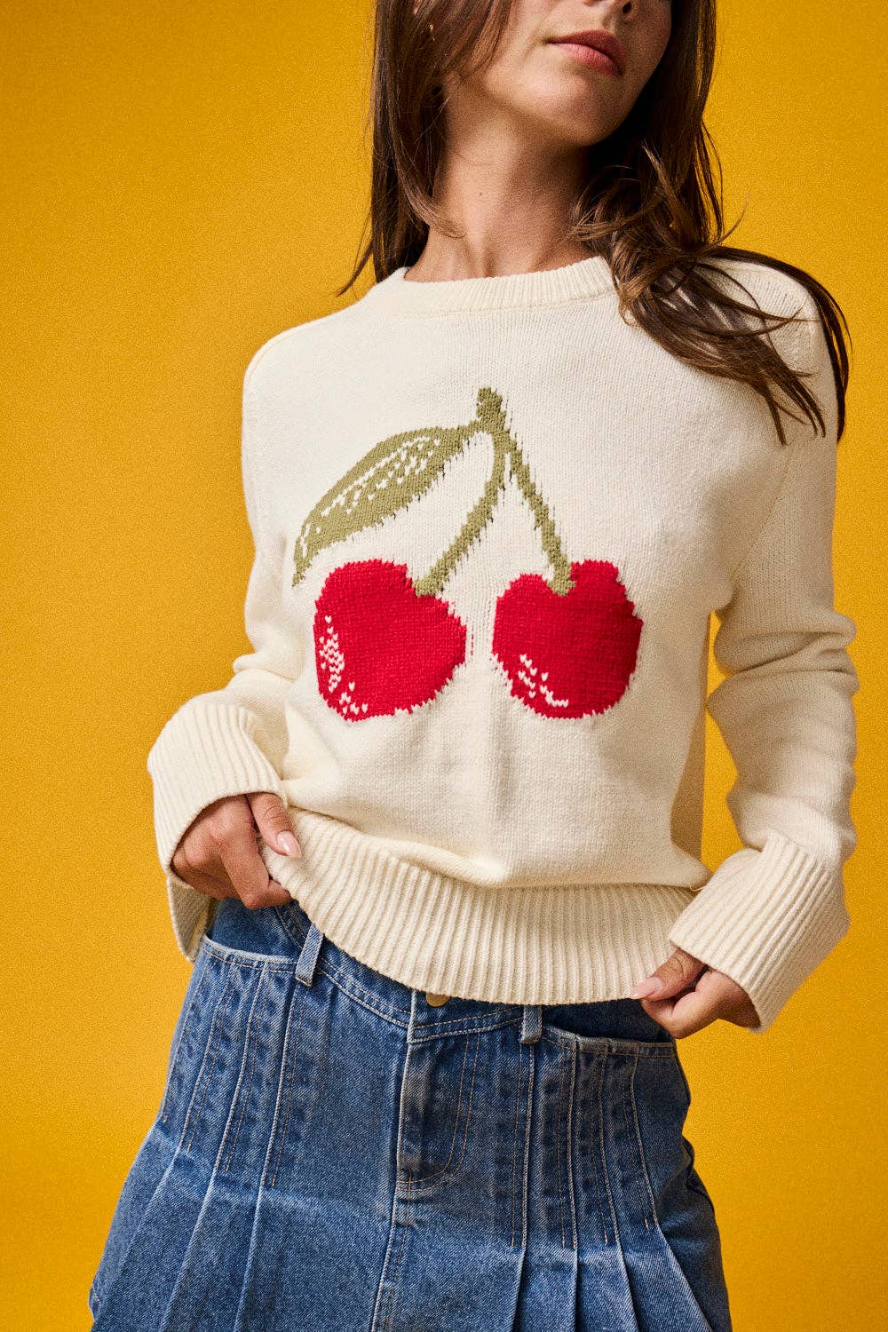 Cherry Bombshell Graphic Knit Sweater 🍒