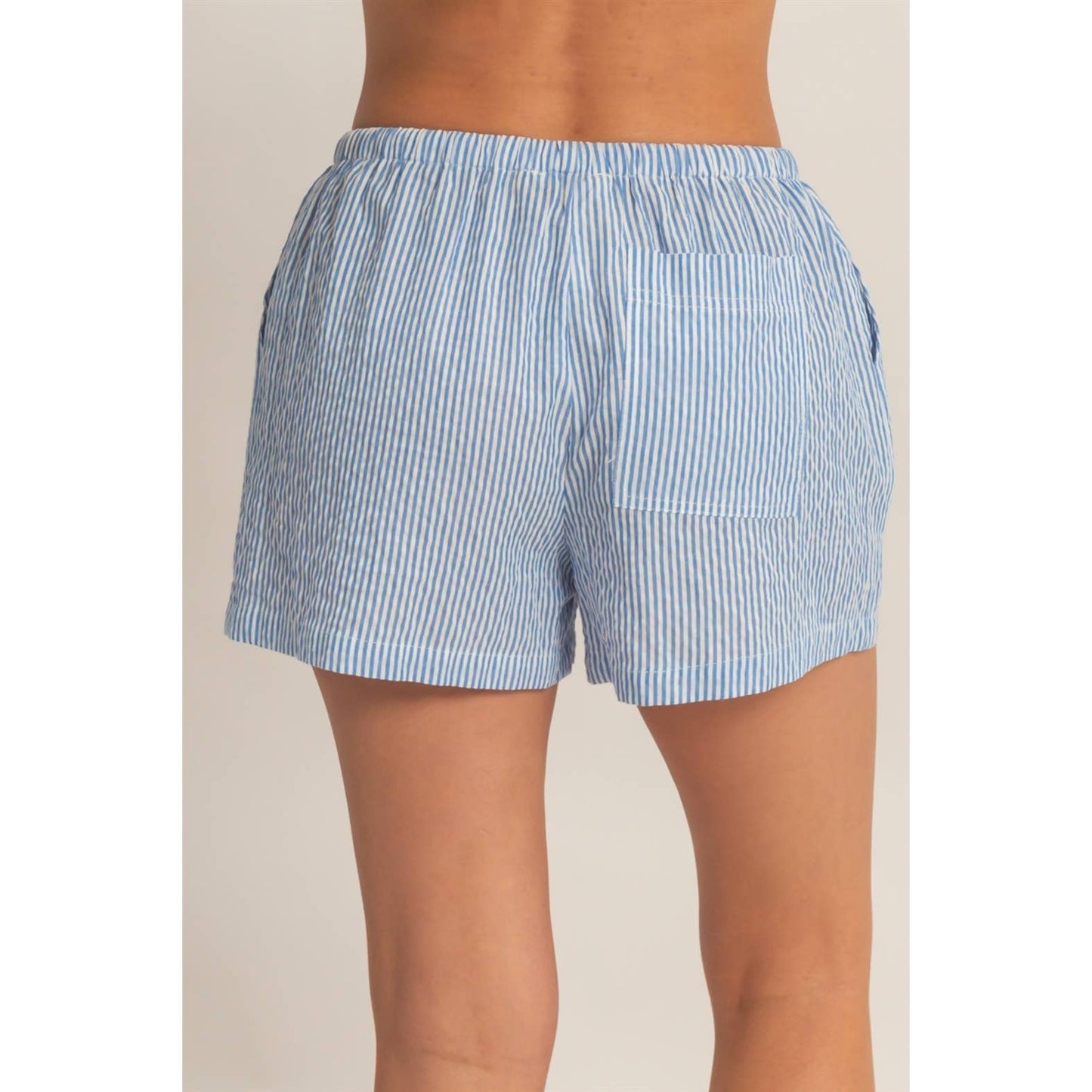 Blue Stripe Drawstring Lounge Shorts for Women | Lightweight Summer Shorts