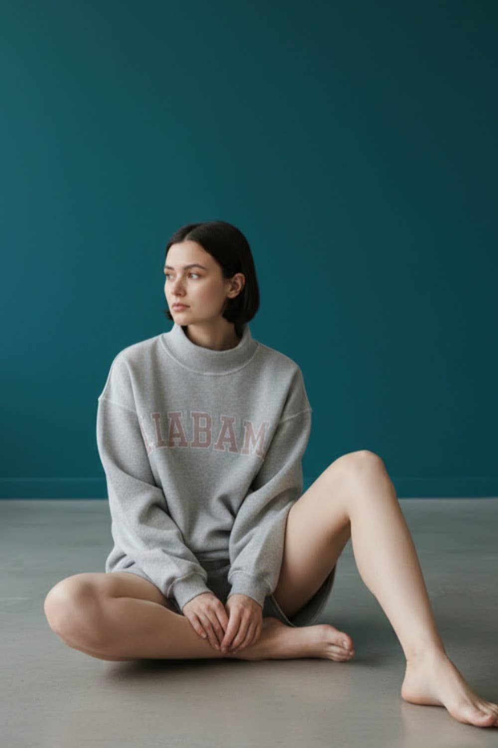 alabama oversized sweatshirt women mock neck collegiate pullover grey embroidered graphic cozy lounge top