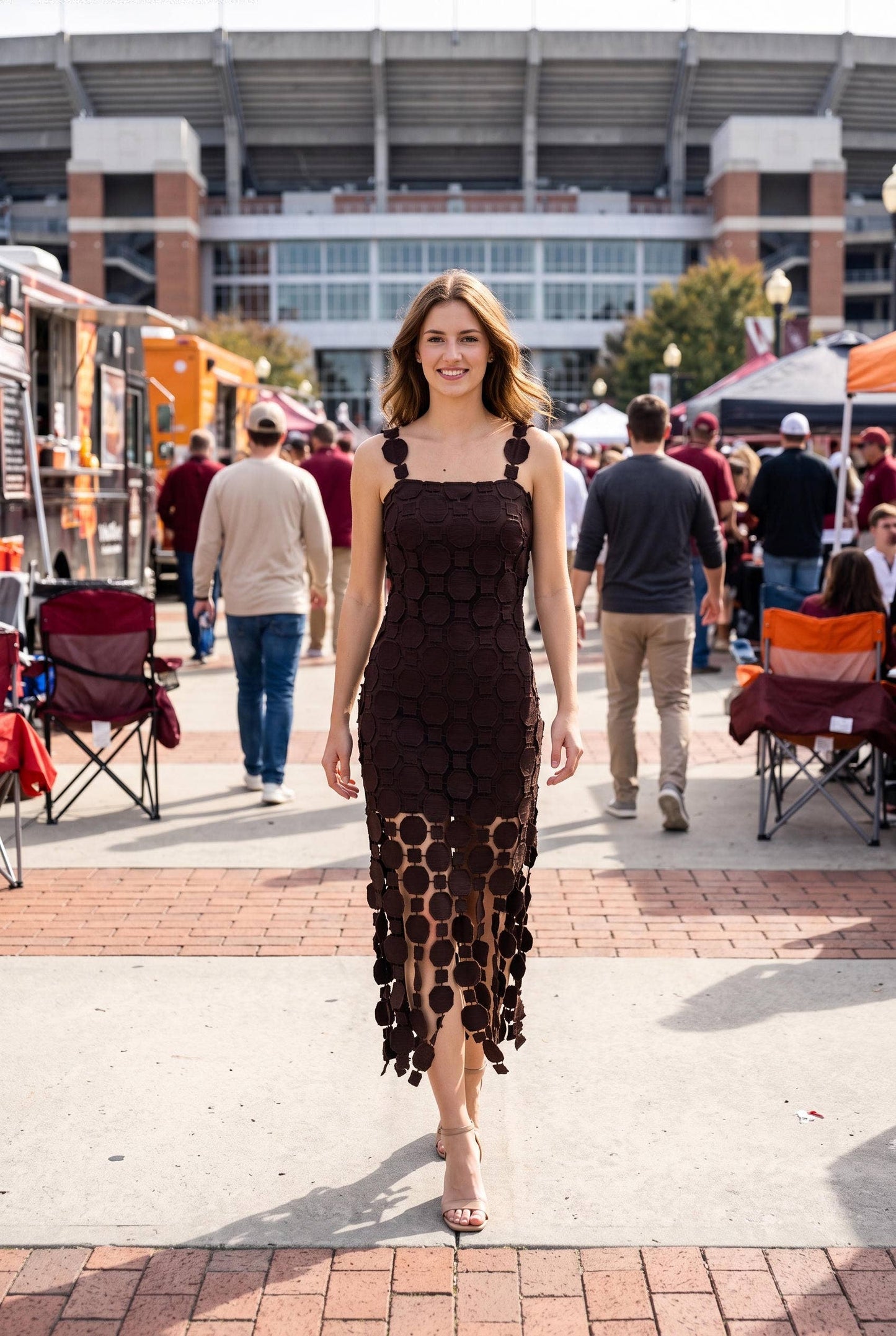 After Midnight 3D Lace Appliqué Midi Dress