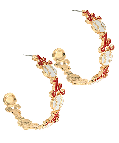 Gold Braves Hoop Earrings