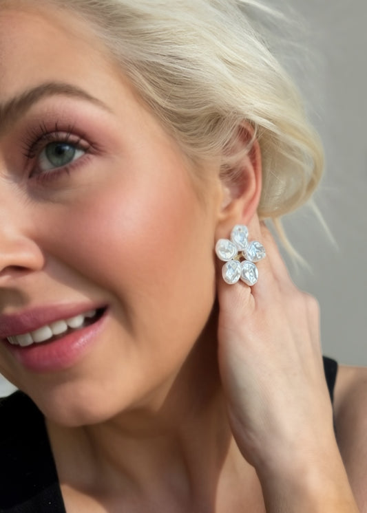 Grace Grows Here Chunky Pearl Flower Stud Earrings