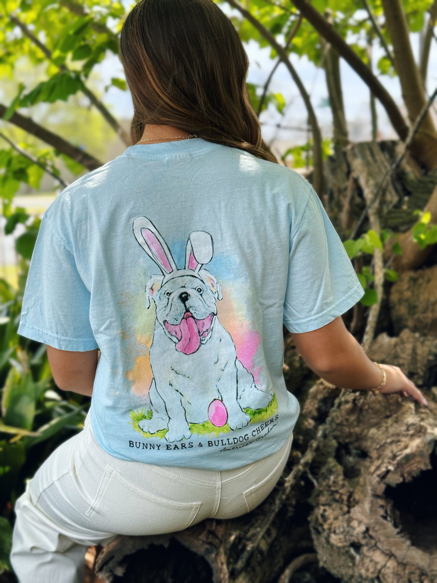 Bunny Ears & Bulldog Cheers Easter Comfort Tee