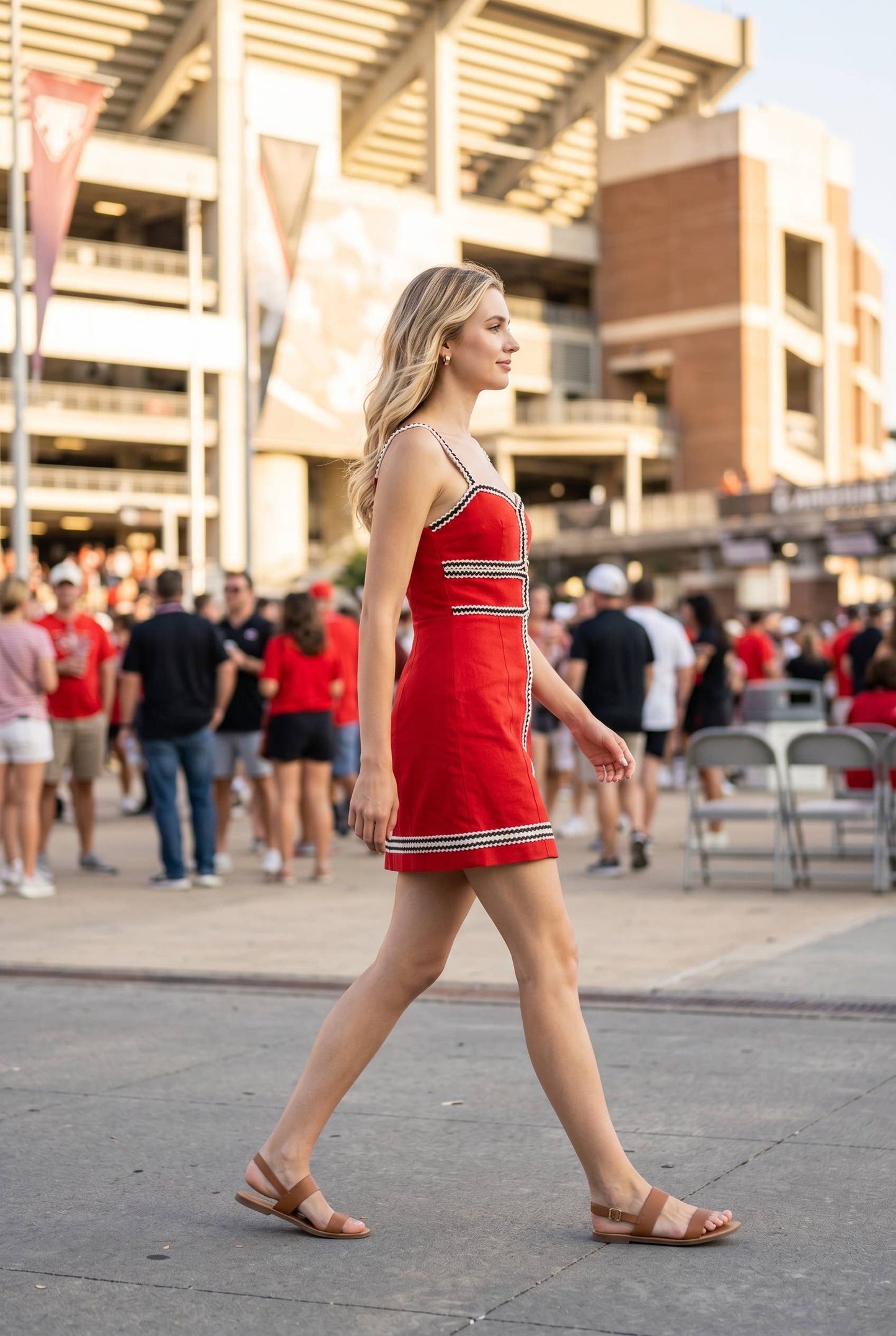 Stadium Sweetheart Contrast Trim Mini Dress