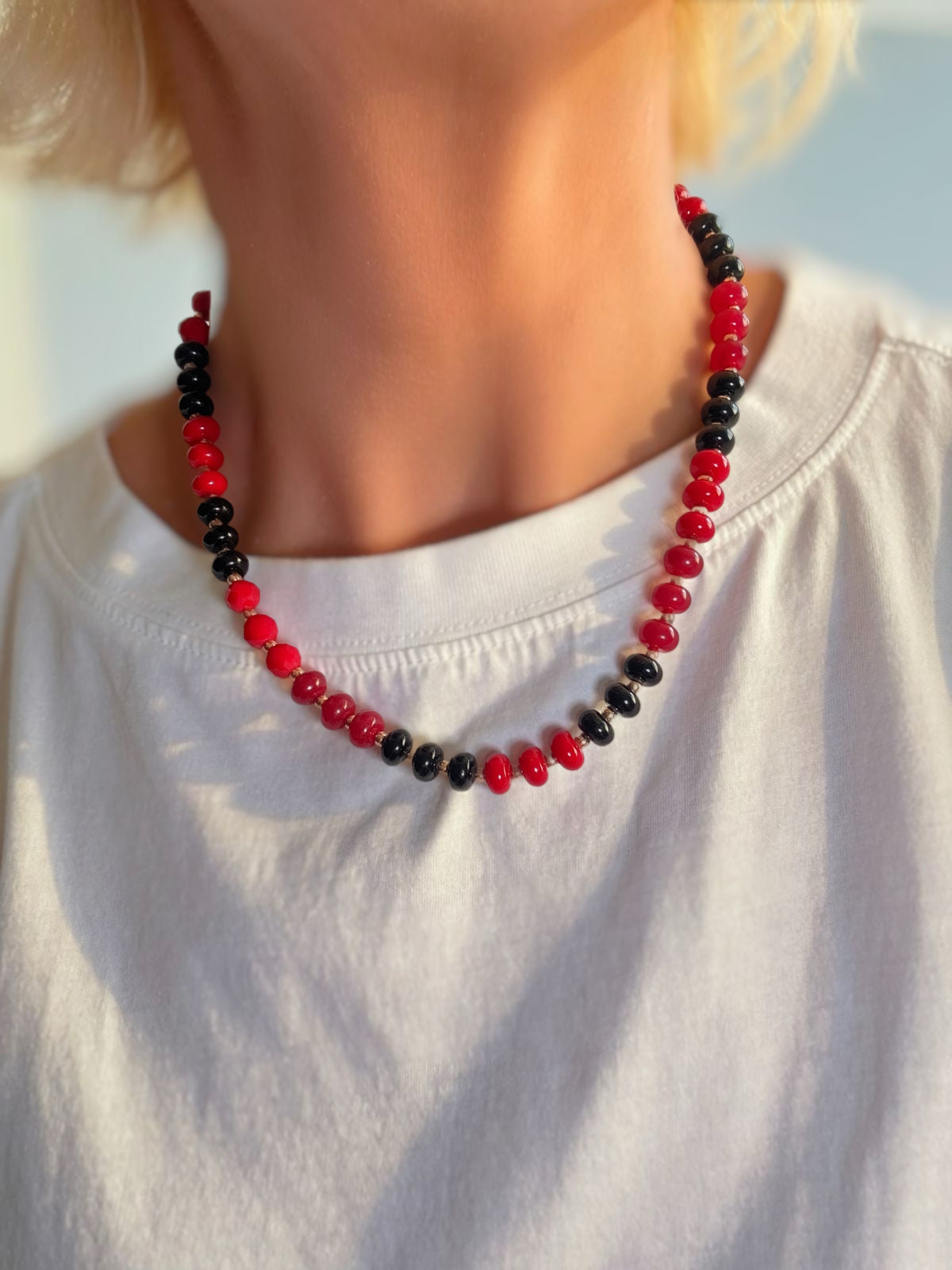 Saturday Spirit Red & Black Beaded Necklace
