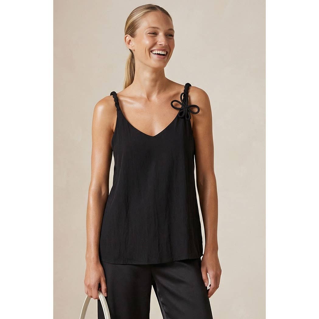 3d Twisted Flower Tank Top: Black / L
