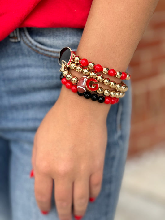 Red & Black Football Bracelet Stack