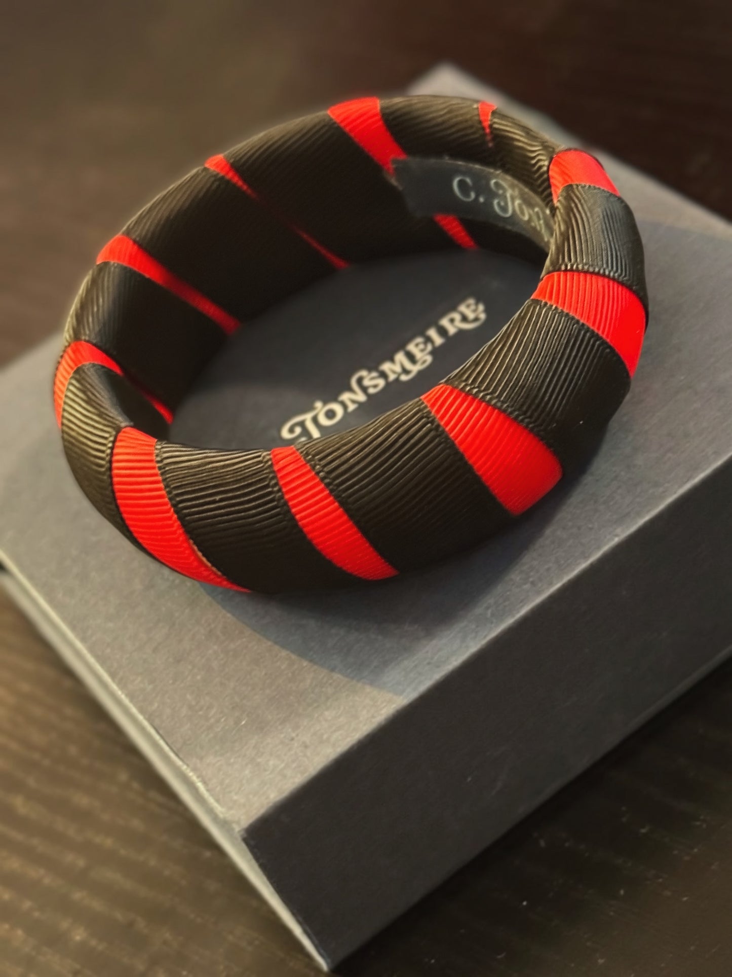 Red & Black Arches Grosgrain Ribbon 1" Width Bangle