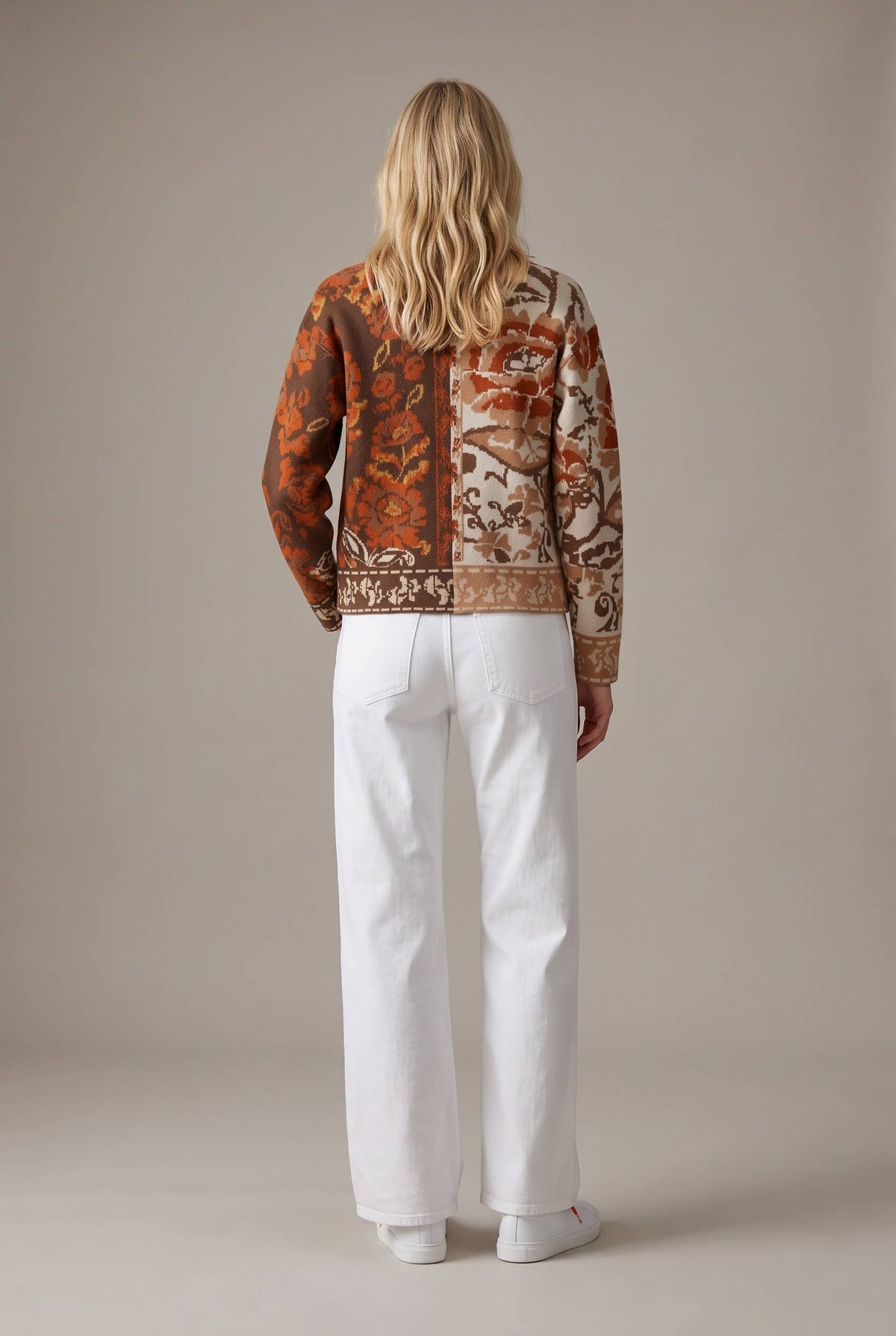 Rustic Fall Mixed Floral Jacquard Button-Front Cardigan