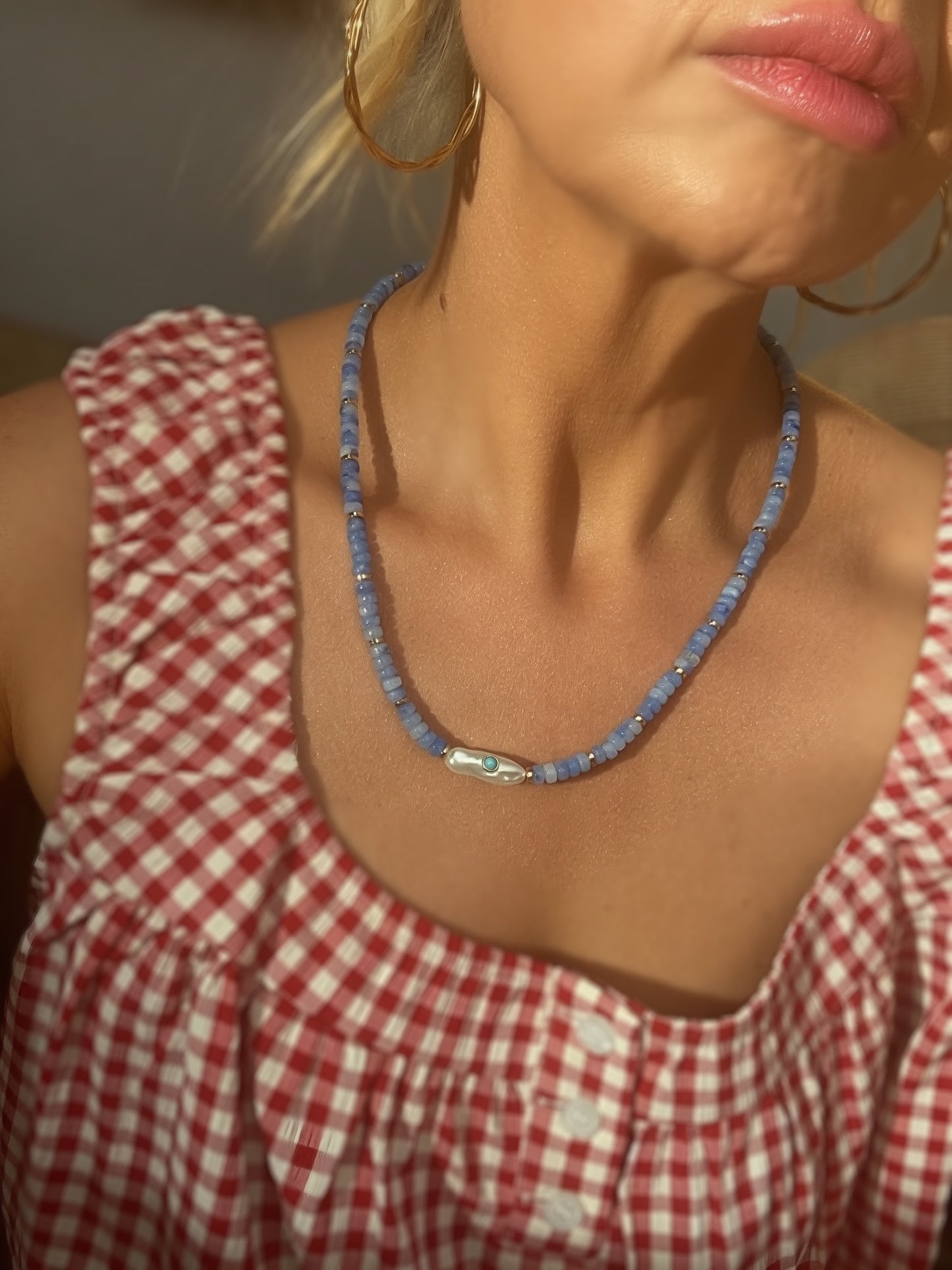 Blue Tide Pearl Gemstone Necklace