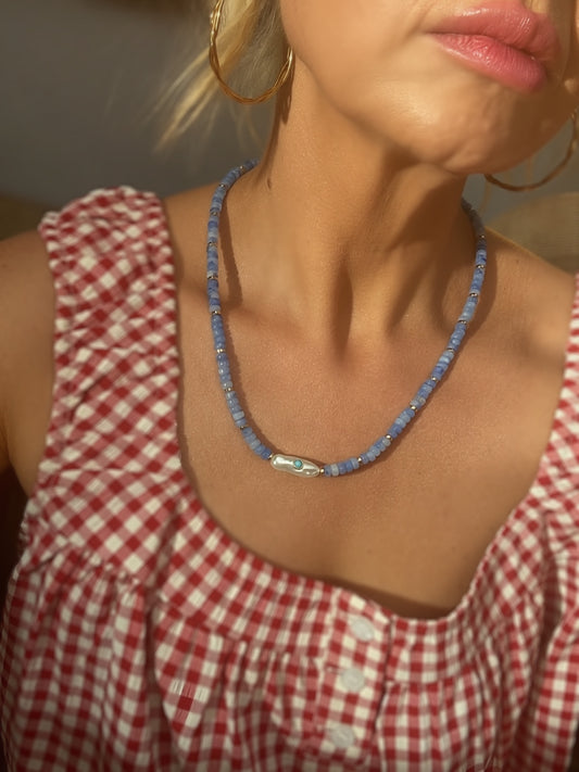 Blue Tide Pearl Gemstone Necklace
