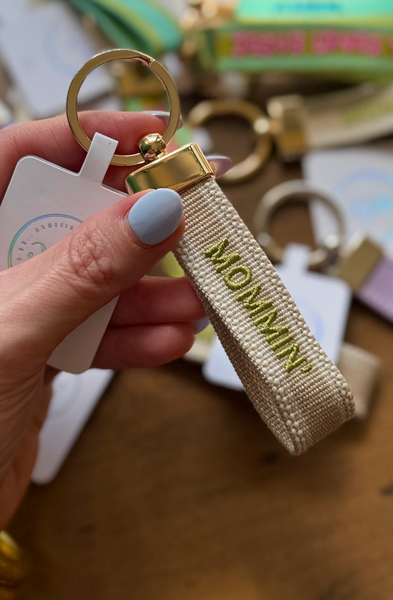 MOMMIN' Woven Canvas Keychain