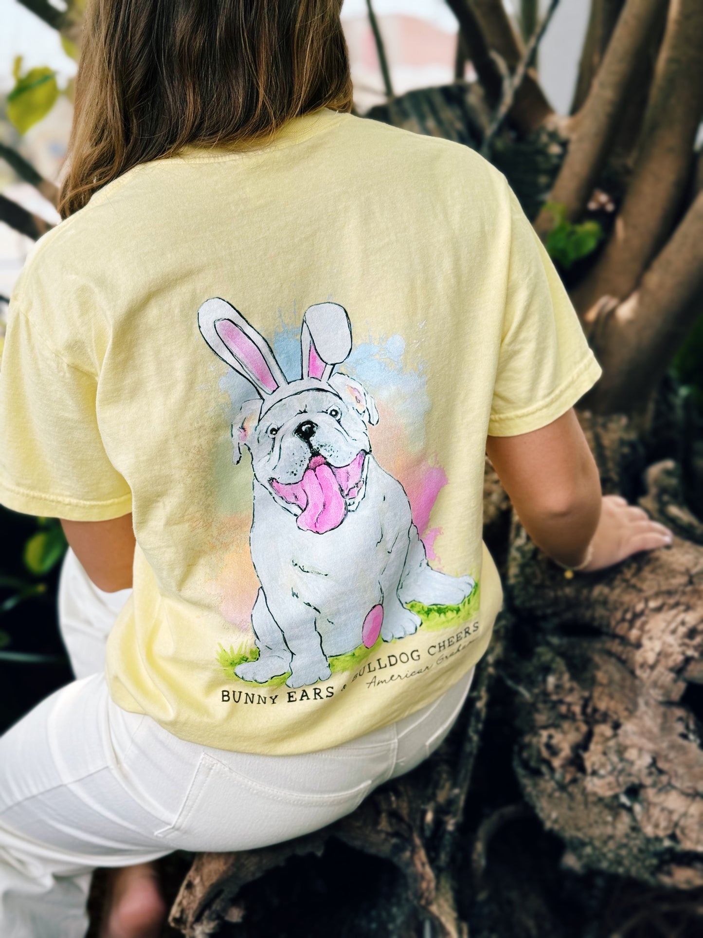 Bunny Ears & Bulldog Cheers Easter Comfort Tee