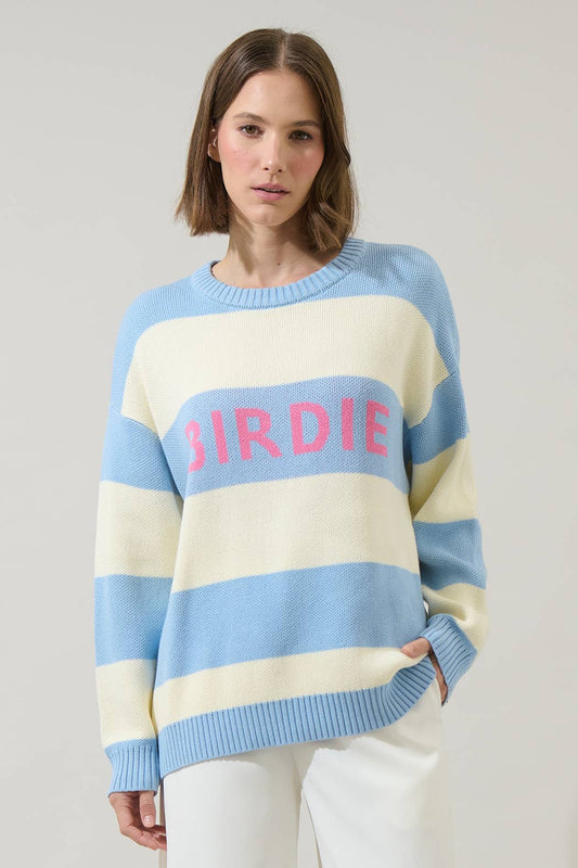 Country Club Crush - Golf Birdie Stripe Knit Lightweight Sweater