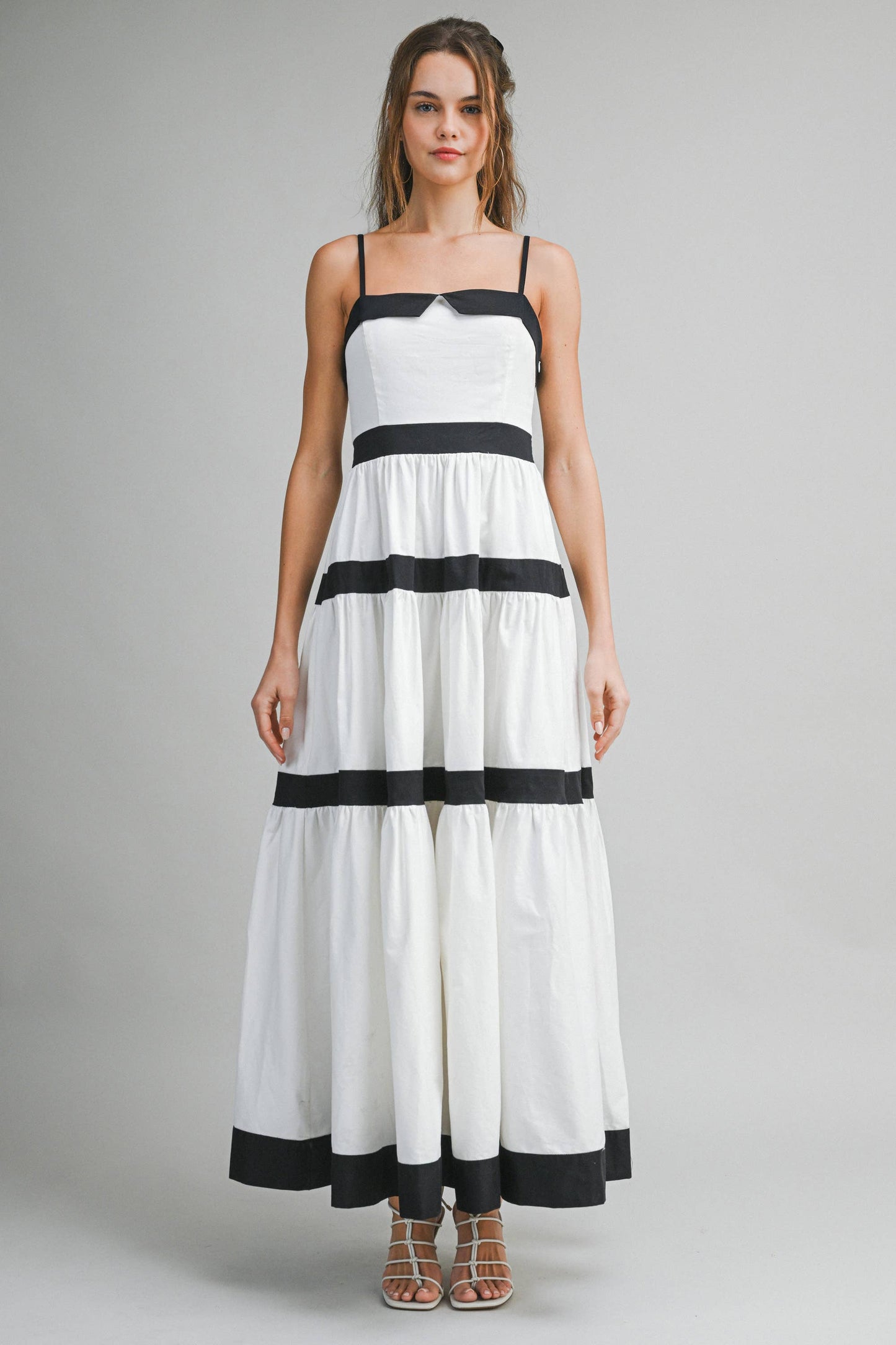 Eloise Black & White Tiered Maxi Dress
