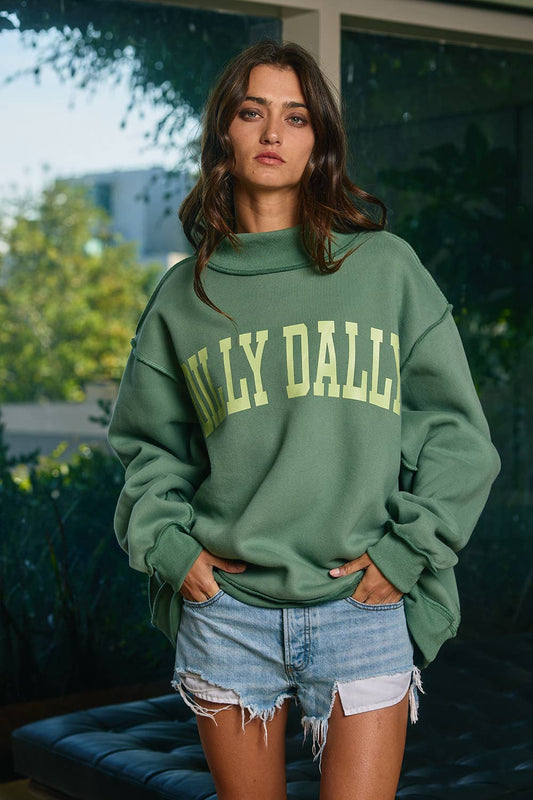 Dilly Dally Oversized Mock Neck Sweatshirt