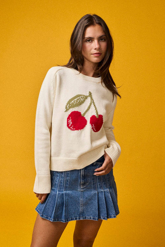 Cherry Bombshell Graphic Knit Sweater 🍒