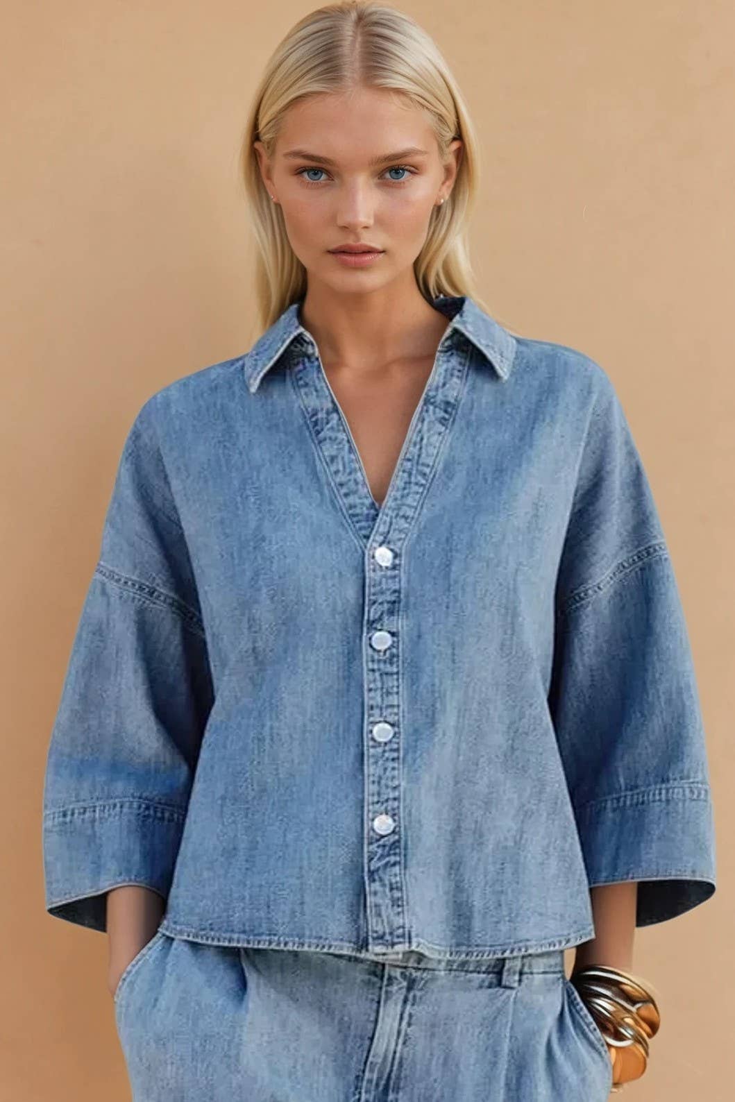 Easy Does It Oversized Denim Shirt : Light-Wash Denim