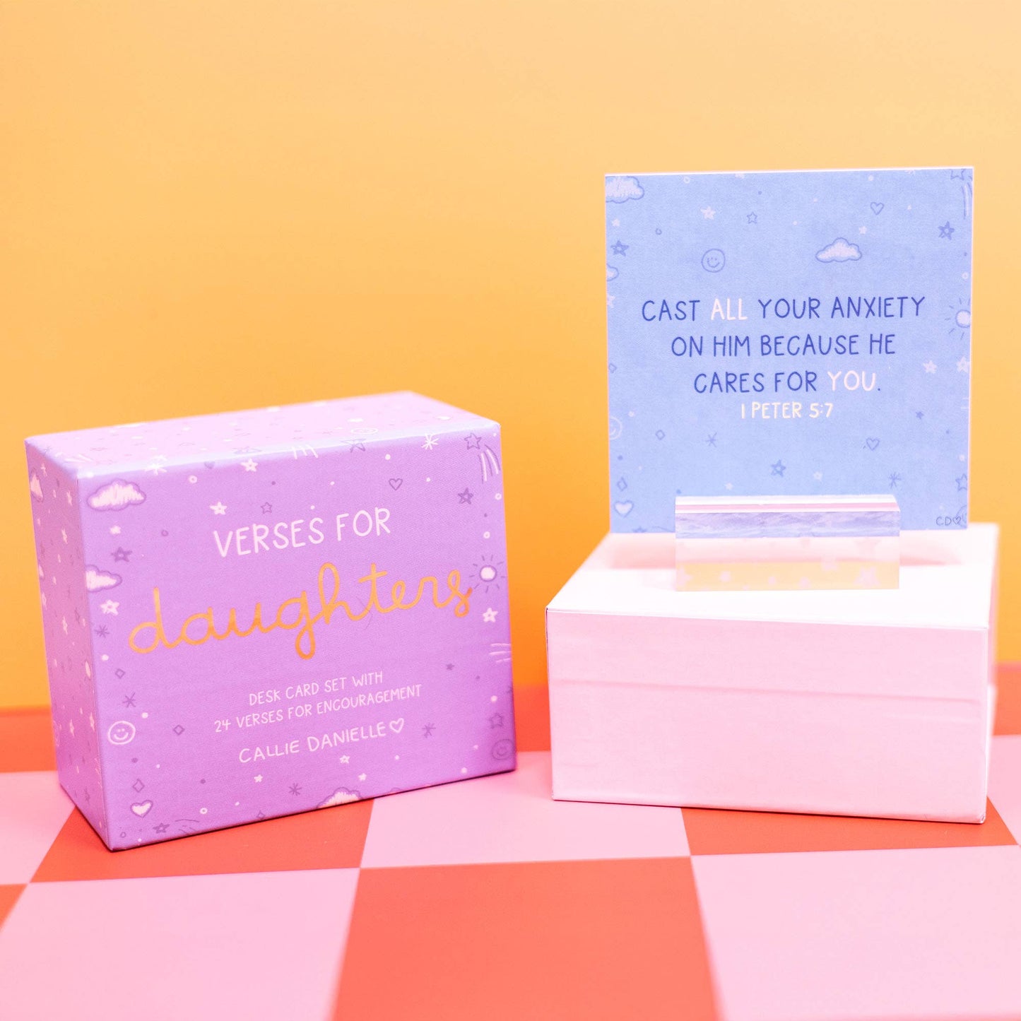 Verses for Daughters – Bible Verse Card Set with Acrylic Block Stand