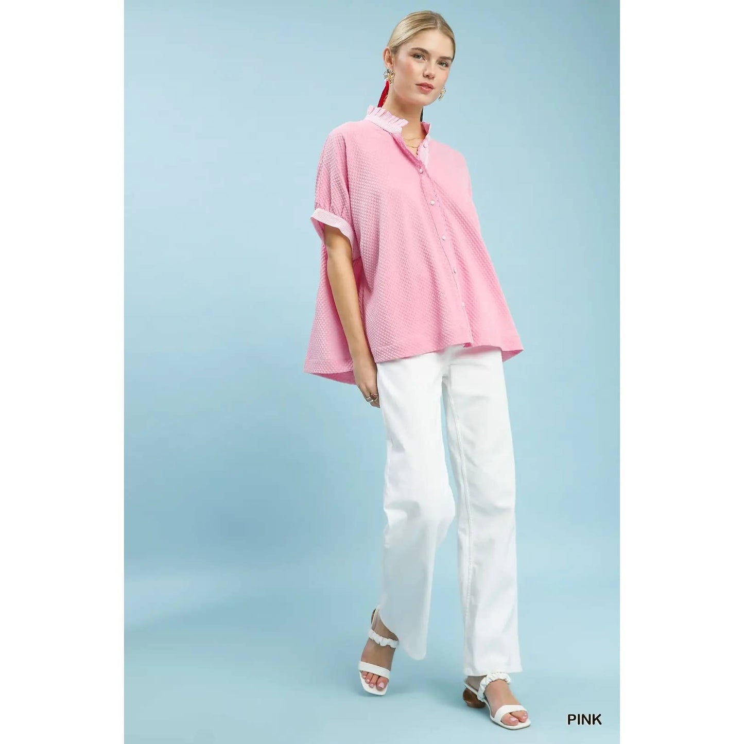 Bloom & Swoon Peony Powder Pink Textured Jacquard Top
