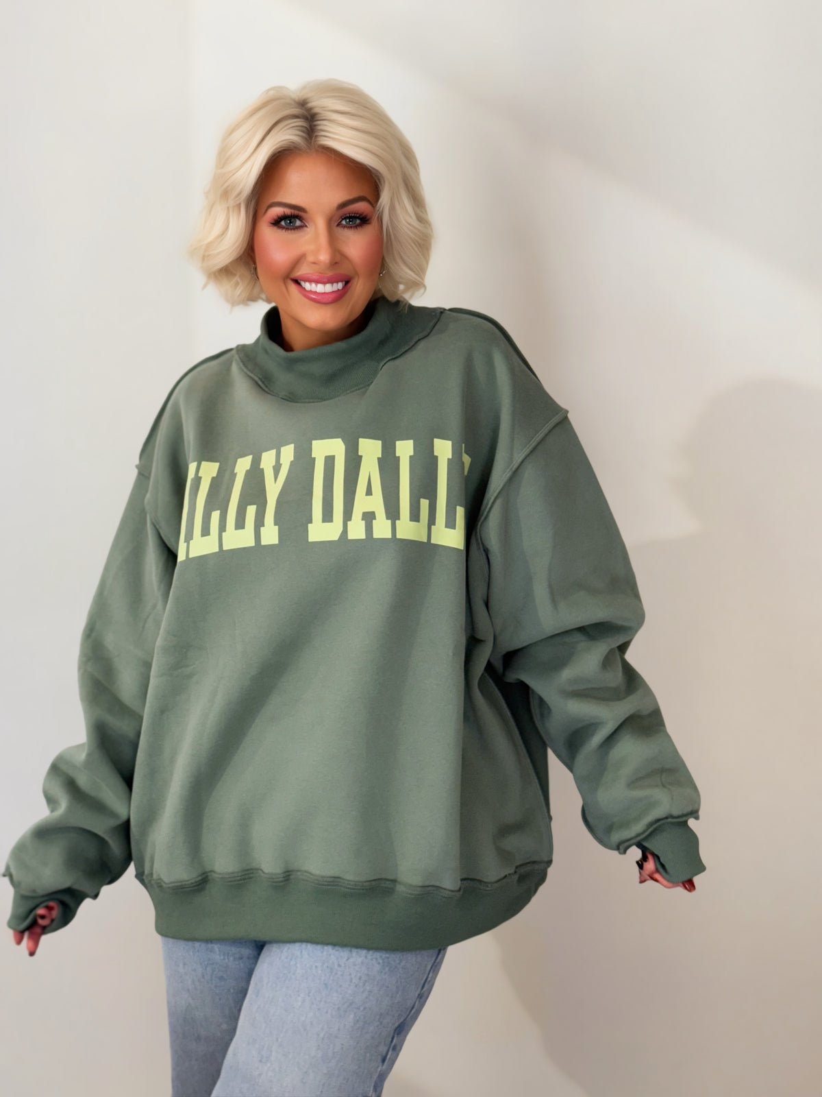 Dilly Dally Oversized Mock Neck Sweatshirt