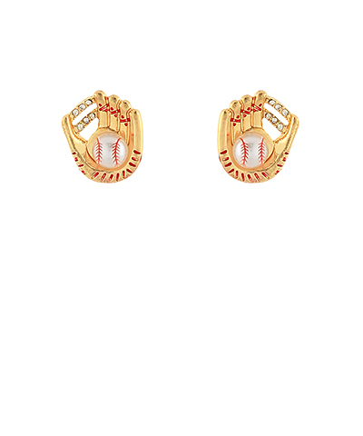 Home Run Gold Baseball Earrings