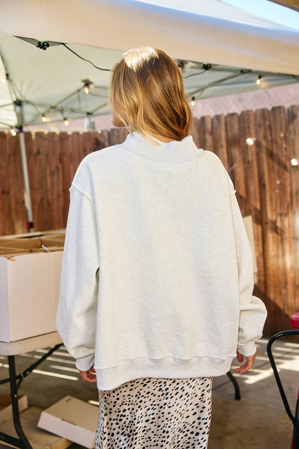 MOTHER & COOL MOM Heather Grey Mock Neck Reversible Sweatshirt