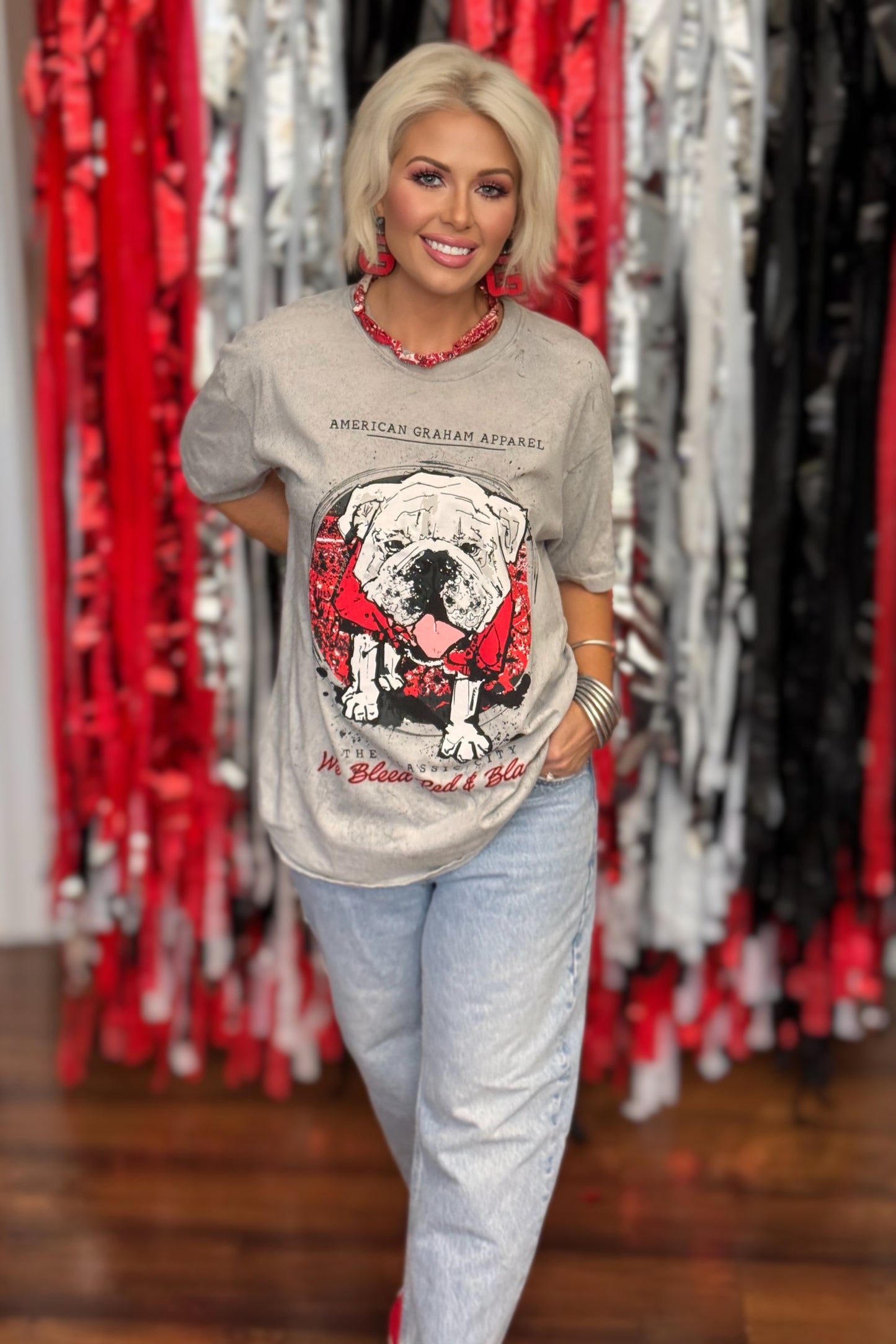 We Bleed Red & Black Comfort Colors® Acid Wash Graphic T-Shirt