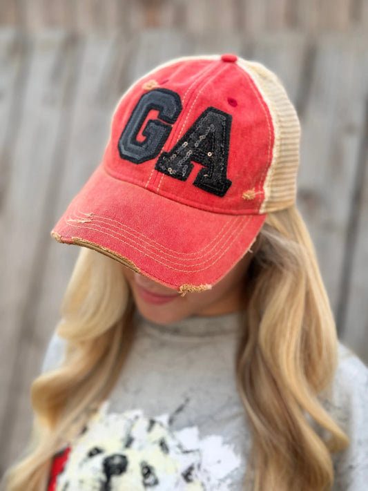 Judith March Black Sequin GA Hats American Graham Apparel