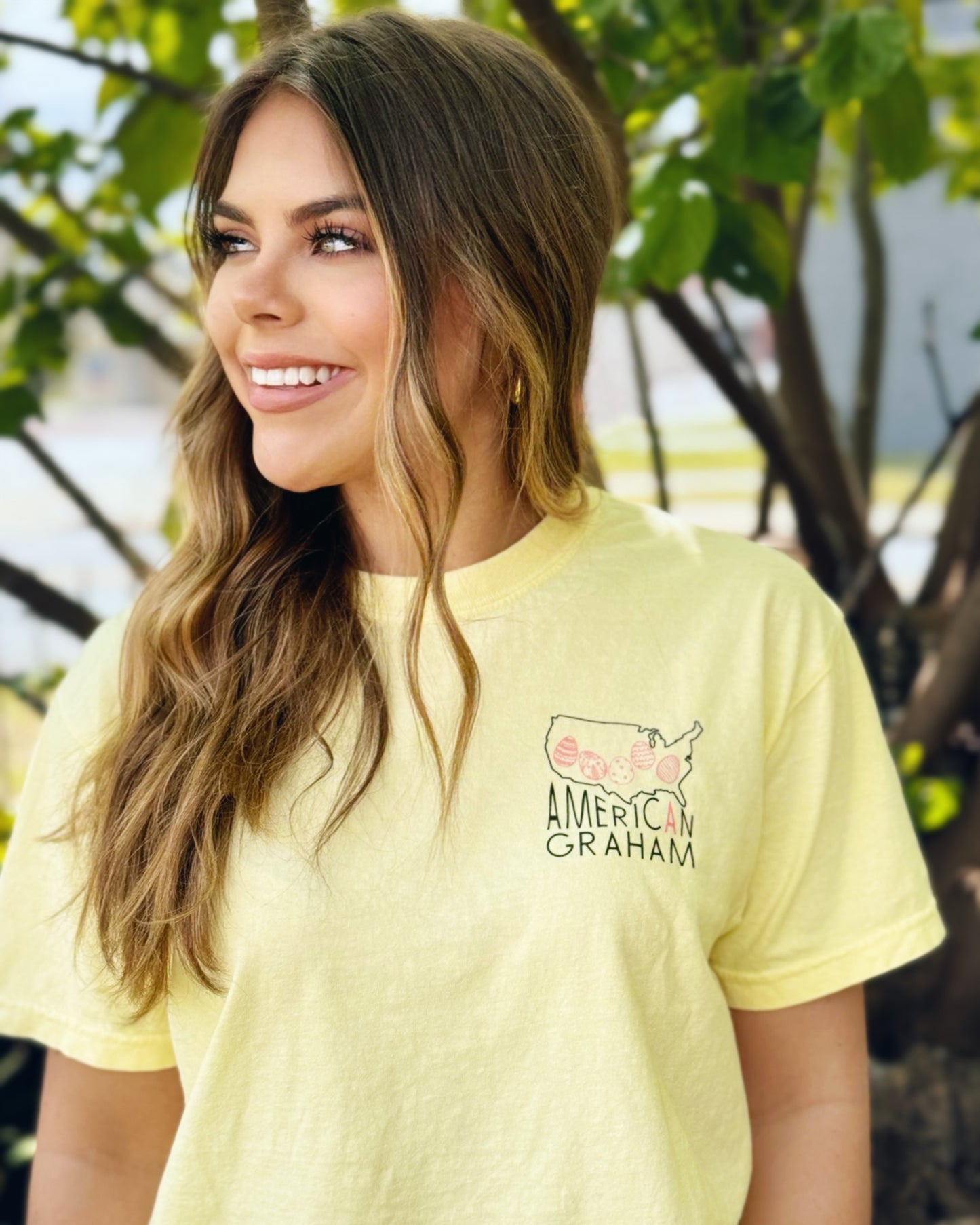 Bunny Ears & Bulldog Cheers Easter Comfort Tee American Graham Apparel