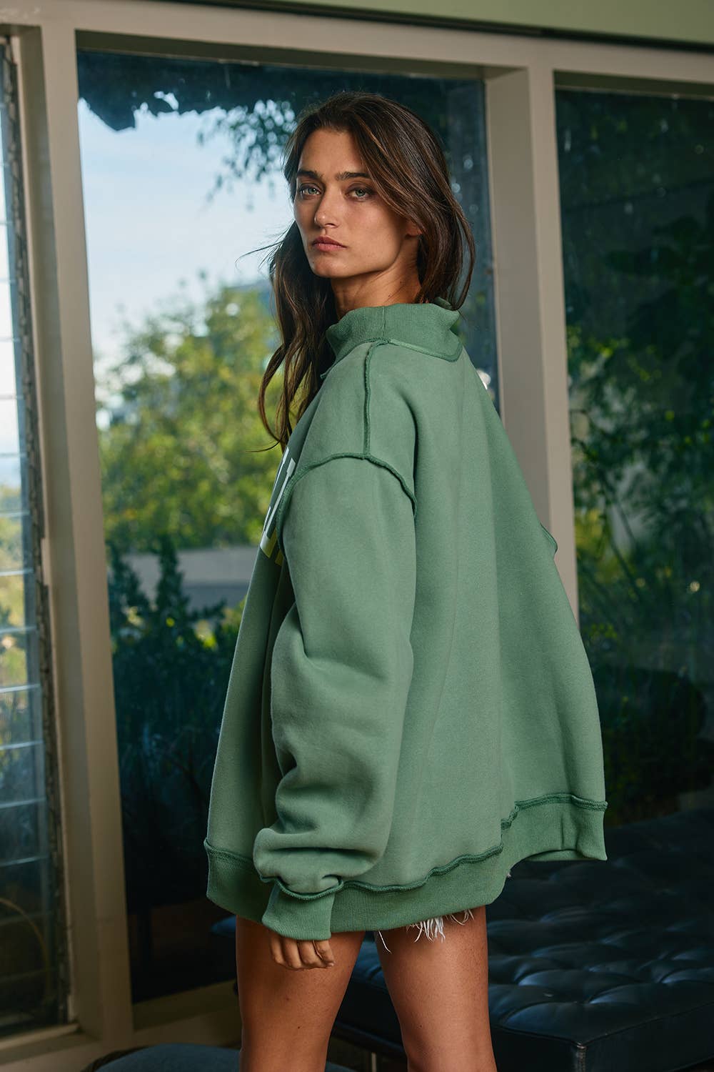 Dilly Dally Oversized Mock Neck Sweatshirt