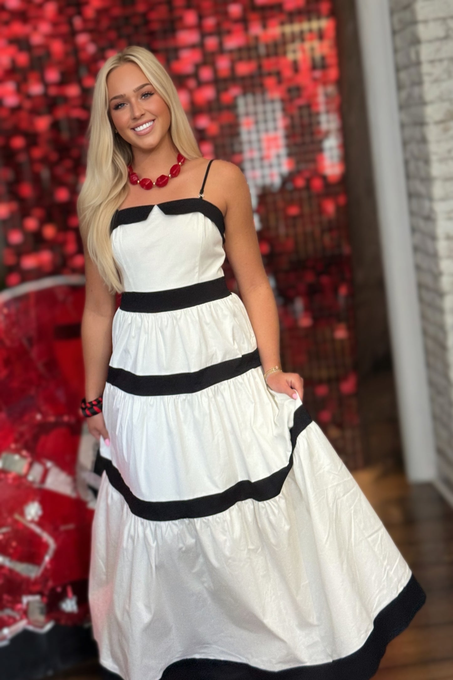 Eloise Black & White Tiered Maxi Dress