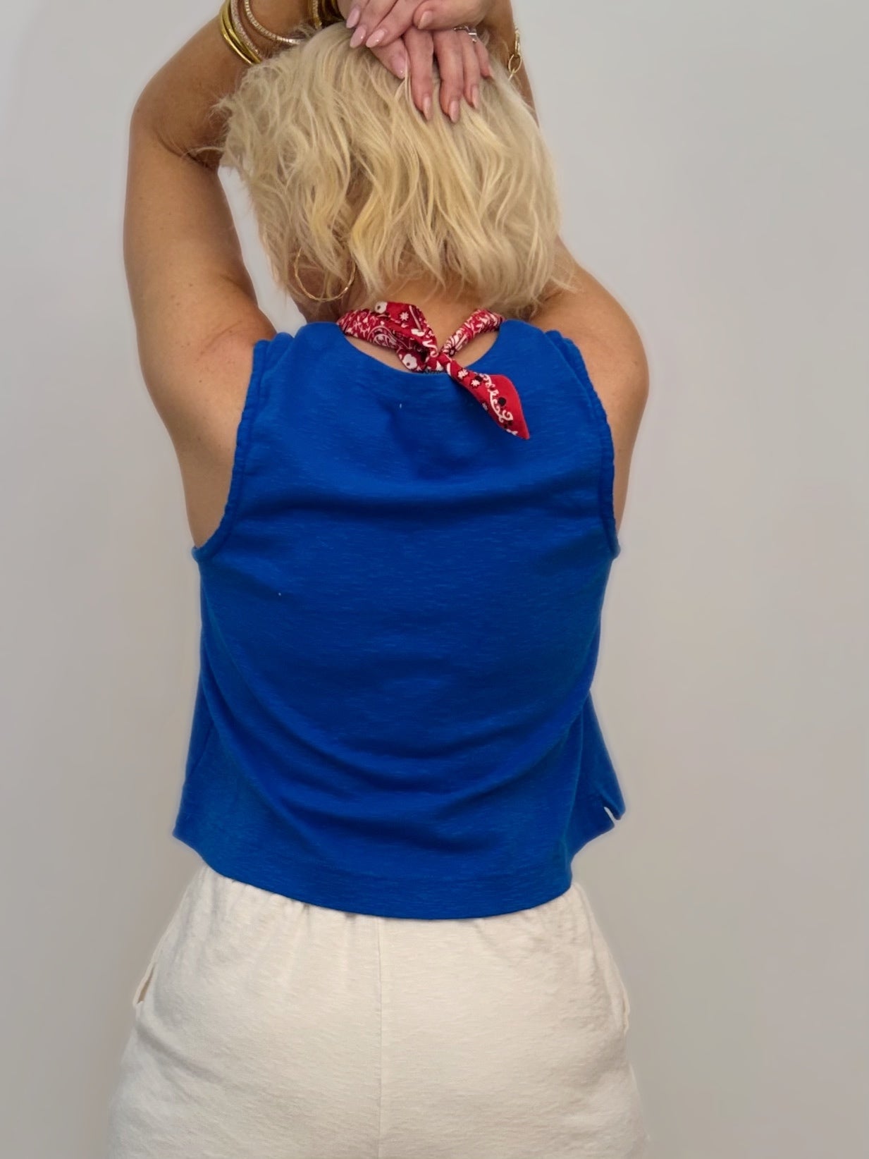 Blue Relaxed Crop Tank | Sleeveless Boxy Top | Matching Set Tank